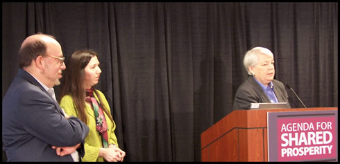 Harold Meyerson, Janet Gornick, Heidi Hartmann (from left)